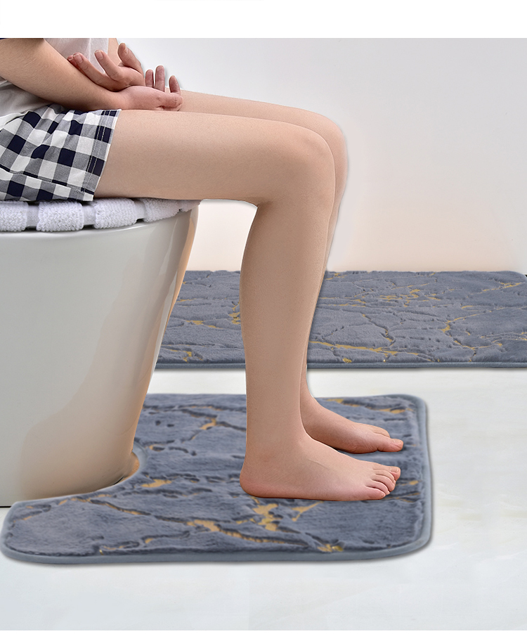 Shinnwa pv velvet  bronzing non-slip bath mat set of 2