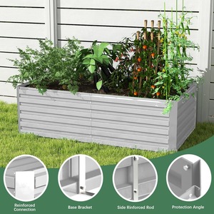 Potager surélevé en fer neuf de 8x4x2 <span class=keywords><strong>pieds</strong></span> de haut, jardinière surélevée en acier, grand potager pour la plantation de fleurs et de légumes - Product Image 5
