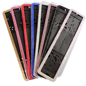 Marco de matrícula europeo con diamantes al por mayor de fábrica, marco de matrícula brillante con diamantes de imitación, marco de matrícula personalizado - Product Image 1