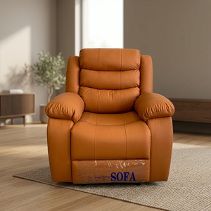 Modern Leather Recliner Chair Living Room Furniture Solid Back Leisure Chair Contemporary Design - Product Image 2