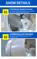 Ventilateur de circulation d'air à haut débit et à flux axial pour serre, avec pales en fonte, OEM/ODM