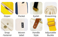 Sac fourre-tout en toile de coton réutilisable et écologique, personnalisable avec logo, faible MOQ, multi-poches, idéal pour le quotidien