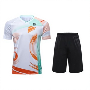Ensemble de maillots de volley-ball pour hommes, imprimé par transfert thermique, respirant, col en V, manches courtes, polyester anti-humidité, dégradé - Product Image 1