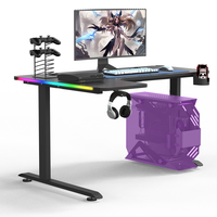 Nouveau bureau d'ordinateur en forme de L lumière RVB bureau PC Table de course bureau de jeu noir Table d'ordinateur de grande taille