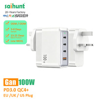 Pengisi Daya Cepat GaN PD 100W Tipe-C Adaptor Perjalanan dengan Perlindungan Keamanan untuk Laptop Tablet Ponsel Colokan US EU UK