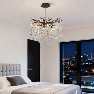 Modern <b>Tree</b> Branch Crystal Chandelier Black 6 Heads <b>LED</b> Pendant Light For Living Room Kitchen Bedroom - Product Image 3