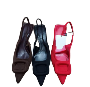 סנדלי סלינגבק לנשים דגם חדש לסתיו 2025 עם עקב עבה, קצה מחודד, רצועה אחורית עם אבזם מרובע, סיבים דקים במיוחד - Product Image 6