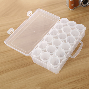Handheld Plastic Storage Box With 16 Small Round Bottles Transparent Rectangle Bin For Organizing Small Items - Product Image 5