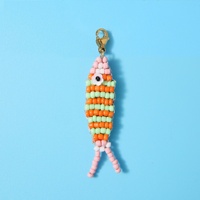 Nouvelle Collection Européenne et Américaine : Pendentif Poisson Mignon en Perles Colorées, Série DIY Faite Main en Pierre Naturelle, Style Simple et Élégant