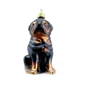 Ornamento adorabile del cane di <span class=keywords><strong>natale</strong></span> di <span class=keywords><strong>vetro</strong></span> nero di nuova moda per la decorazione della famiglia - Product Image 1