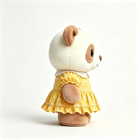 Peluche Panda Marron Moelleux Kawaii Style Dessin Animé avec Robe Florale Vintage à Volants et Col en Dentelle Délicat