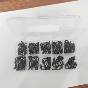 50 pièces/80 pièces noir en acier inoxydable rouleau haute brillance en céramique Top Guide <span class=keywords><strong>anneau</strong></span> ensemble canne à pêche Guide engins de pêche fournitures - Product Image 3