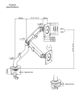 Support de moniteur d'ordinateur de bureau, support de bureau pivotant à ressort à gaz pour moniteurs de 15 à 32 pouces
