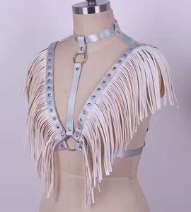 Vente en gros PU cuir érotique jarretelles ensemble sexy femmes corps harnais jarretière soutien-gorge string ceinture avec longue gland mariages fêtes - Product Image 3