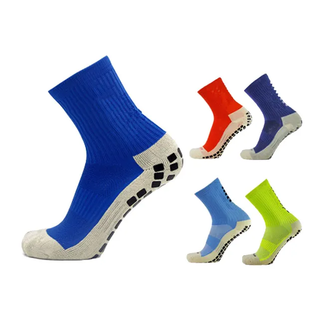 High Quality Grip Rubber Breathable Men Crew Soccer Anti Slip Socks Custom Logo