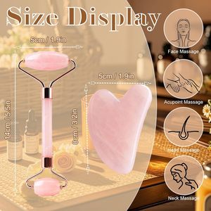 <b>Jade</b> <b>Roller</b> and Gua Sha Combo for Under-eye Puffiness Relief Gift Set Custom Logo Wholesale High Quality Rose Quartz <b>Roller</b> - Product Image 4