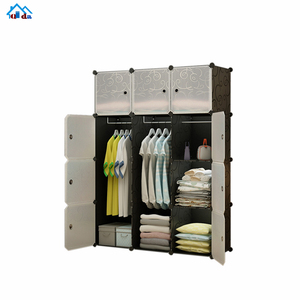 Armoire modulaire portable <span class=keywords><strong>pas</strong></span> chère, 12 cubes, noire avec porte blanche, boîte <span class=keywords><strong>de</strong></span> <span class=keywords><strong>rangement</strong></span> en plastique - Product Image 3