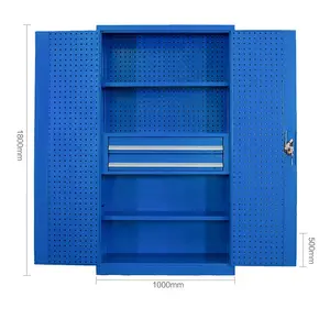 Garage Cabinets Storage Metal Cabinet Double Doors Handle Custom Inner Tool Hanging Board Workshop Cabinet