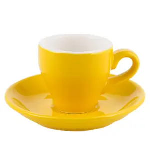 80ml Espresso Coffee Mug Set Colored Glaze Ceramic Coffee Cup&Saucer Home Kitchen Accessories Drinkware kahve fincan takimlari