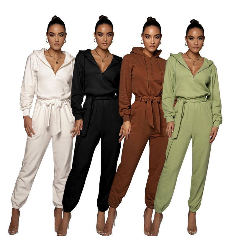 Plain Cotton Playsuits Long Sleeve Fashion Casual Ladies Jumpsuit Solid  Jumpsuits Leisure Spring Clothings 2025