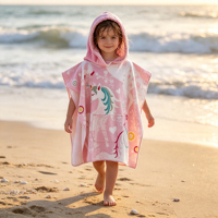 Wholesale Luxury Custom Pure Cotton Eco-Friendly Modern Turkish Sand Free Quick-Dry Printed Child Beach Towel Hooded Poncho