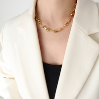 Chaîne de clavicule en plaqué or 18 ct imperméable ensemble de bijoux de mode en acier inoxydable collier de couple hip hop bracelet pour femmes