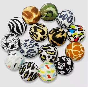 2024 perles de silicone de guépard de léopard d'impression populaire 15mm rond en gros - Product Image 1