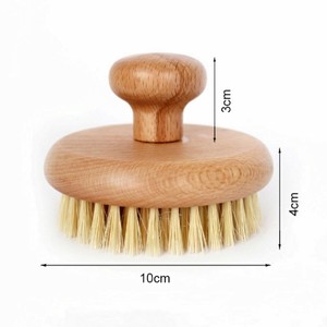Brosse corporelle sèche en bois de bambou ronde avec poils doux en sisal et nylon, végane et naturelle, avec logo personnalisé - Product Image 6