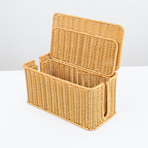 Lot de 2 Boîtes de Rangement Câbles en Rotin PP Style Champêtre - Panier Organisateur Dissimulé à Couvercle pour Multiprises et Fils Électriques - Product Image 2