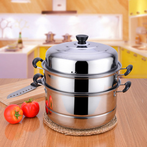 Vaporera de acero inoxidable de 2 niveles y 3 niveles, de gran capacidad, engrosada, para cocinar por inducción, para cocinar sopas al vapor - Product Image 3