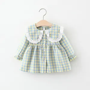 Robe de princesse à carreaux pour bébé fille, vêtements d'automne, tenue de fête décontractée, en coton, à carreaux, pour nouveau-né, 0-3T, nouvelle collection