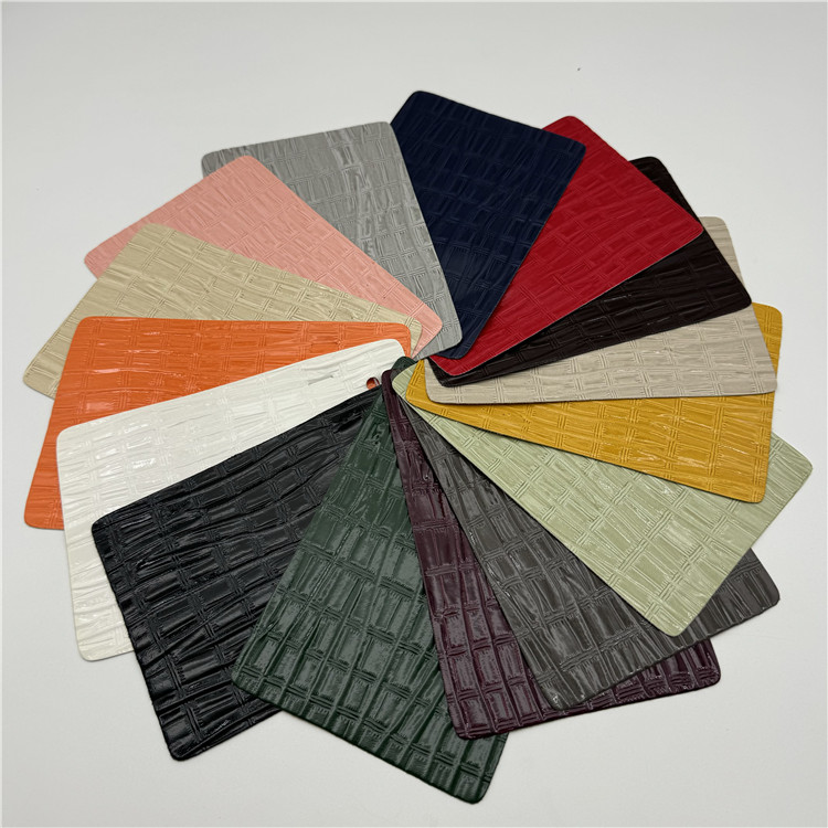 Popular Gloss Embossed Shiny PU Synthetic Alkenyl Crocodile Leather Fabric for Bags Shoes Sofa Garment Decorative Use