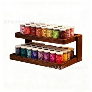 Wooden Double Layer <b>Shelf</b> Desktop Storage Rack For Beads Craft Supplies Organizer Rectangle 2 Tier Movable Multi Layer Display - Product Image 3