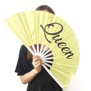 Custom 33cm Chinese Large Rave Fan Hand Fan Folding Clack <b>Bamboo</b> Folding Hand Fan - Product Image 6