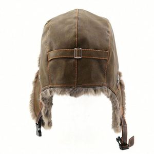 หมวก Trapper ดีไซน์ใหม่ ขายส่ง หมวกกันหนาวสำหรับผู้ชาย หมวกปิดหู หนัง PU หมวกนักบิน - Product Image 6