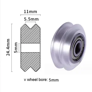 Parti della stampante 3D di buona qualità puleggia ruota con scanalatura a v trasparente con cuscinetto 625ZZ ruota scanalata 5*24*10 V