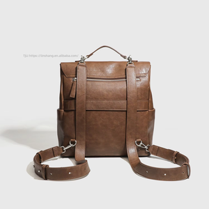 Casual Business Woman's <b>Large</b> Capacity <b>Leather</b> Rucksack Vintage Handheld Travel <b>Backpack</b> Tanjing - Product Image 4