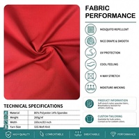 Tela de Poliéster y Elastano, Tela Elástica en 4 Direcciones, 260 g/m², Absorbe la Humedad, OEM ODM, Tela para Ropa Deportiva y Yoga