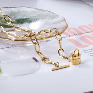 HipHop Lock <b>Shape</b> Necklace Pendant Stainless Steel Choker for Party Pendant Necklace - Product Image 3