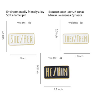 Pronom personnel Épingles en émail LGBTQ HE/Him SHE/HER THEY/THEM Broches Badge Breastpin Sac à dos Accessoires Cadeau Ami Bijoux - Product Image 6