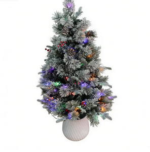 <span class=keywords><strong>Sapin</strong></span> de Noël artificiel mince <span class=keywords><strong>en</strong></span> <span class=keywords><strong>sapin</strong></span> arctique floqué, pré-éclairé, pliable, 1,37 m, 100 lumières LED, 358 pointes de branches <span class=keywords><strong>en</strong></span> PVC/PE, 11 branches artificielles - Product Image 2