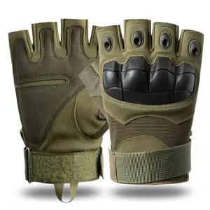 Factory Wholesale Hard Knuckle Leather Hiking Shooting Black Outdoor Guantes Combat Tactical Gloves With Half Finger