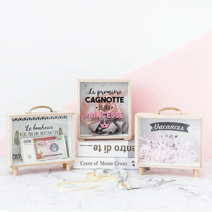 Tirelire en bois grande capacité pour pièces de monnaie et billets de banque, avec fenêtre en verre transparent, <span class=keywords><strong>d</strong></span>écoration <span class=keywords><strong>d</strong></span>'intérieur, pot <span class=keywords><strong>d</strong></span>'<span class=keywords><strong>épargne</strong></span> pour adultes - Product Image 2