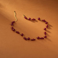 Collier en acier inoxydable avec perles rouges pour femmes TANGPEI, bijoux de mode