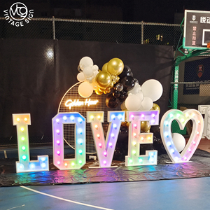 Lettres géantes en métal 3D de 4 pieds, enseignes de <span class=keywords><strong>location</strong></span> de 3 pieds, chiffres, lettres lumineuses LED RGB de type marquee, grandes lettres d'amour pour l'extérieur, enseignes de fête - Product Image 1