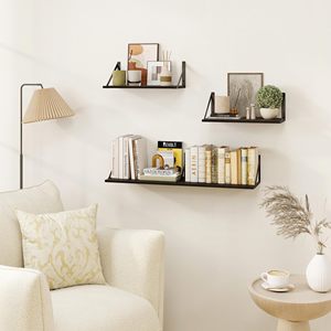 Set <span class=keywords><strong>2</strong></span> ampi ripiani galleggianti in profondità Floating scaffale supporto metallico per soggiorno cucina camera da letto arredamento di stoccaggio - Product Image 2