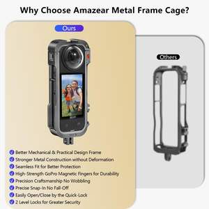 Accesorios de cámara duraderos ligeros de Material de aleación de jaula de Metal Amazear para Insta 360 X4 - Product Image 5