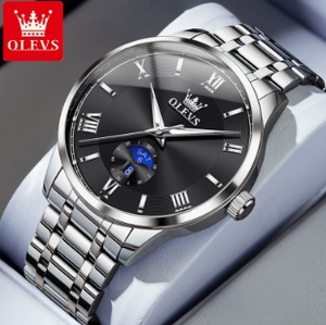 Reloj de Cuarzo Original de la Marca OLEVS 3638 para Hombre, Reloj de Pulsera de Acero Inoxidable con Fase Lunar, Luminoso, Resistente al Agua y con Fecha - Product Image 5