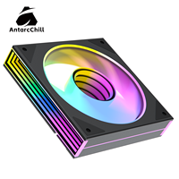 Ventilador de CPU AntarcChill de 120 mm con Marco Negro, Aspas Curvas, LED RGB/ARGB, Rodamiento Fluido PWM para Refrigeración de PC y Procesador