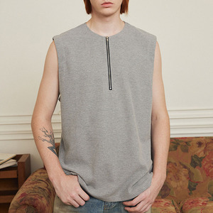 Venta al por mayor Waffle Knit Tank Top Media cremallera <span class=keywords><strong>Ropa</strong></span> de alta calidad Hombres Waffle Shirt Sin mangas Mend Designer <span class=keywords><strong>Ropa</strong></span> Verano 2025 - Product Image 4